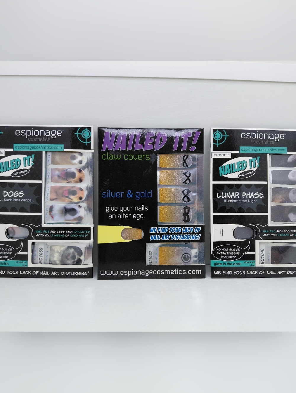 NWT Espionage Nailed It! Nail Wraps: Dogs, Super Heroes, Lunar Phase Claw Covers - Picture 3 of 9